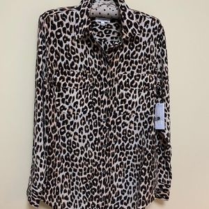 NEW Equipment, Slim Signature. 100% Silk, Leopard design blouse. M NWT